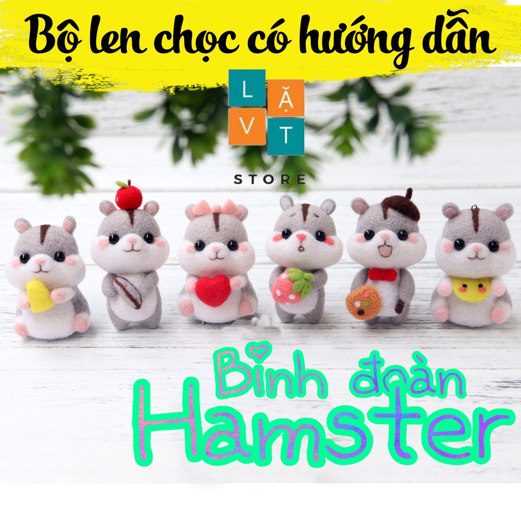 [Có hướng dẫn]  Bộ len chọc Tiểu Đoàn Chuột Hamster dành cho người bắt đầu có hướng dẫn - Needle Felting Hamster