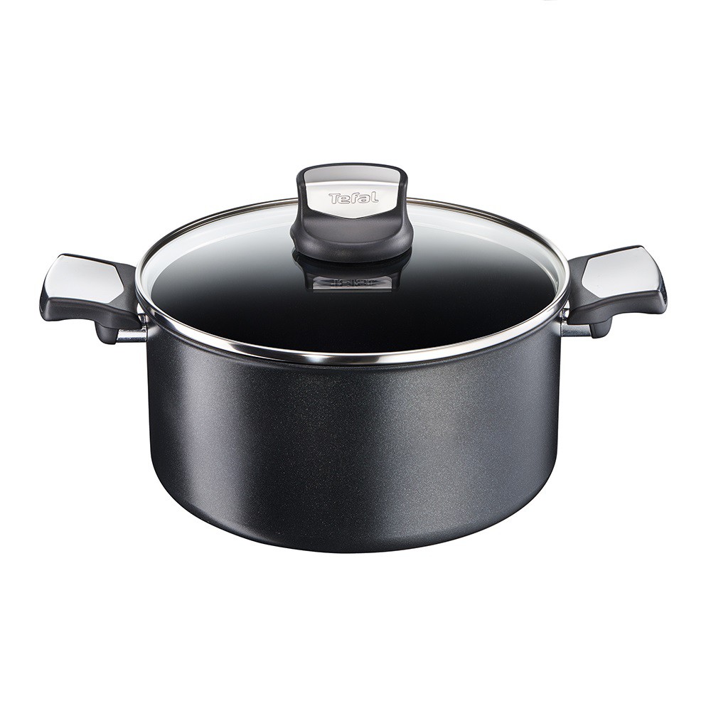 Nồi canh chống dính đáy từ Tefal Expertise C6207172 26cm hai quai có nắp (Đen)