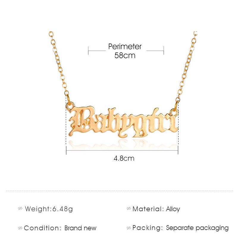 Dây chuyền in chữ Babygirl phong cách Hàn Quốc đơn giản