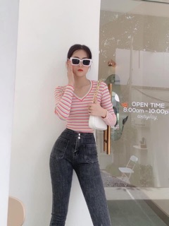 Áo thun body CỔ TIM - TAY DÀI