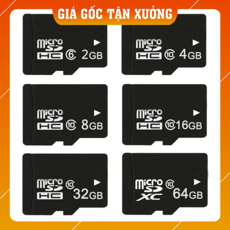 [GIÁ SỐC] Thẻ nhớ MicroSD Class 10 Tốc độ cao (Đen) 2GB/4GB/8GB/16GB/32GB/64GB