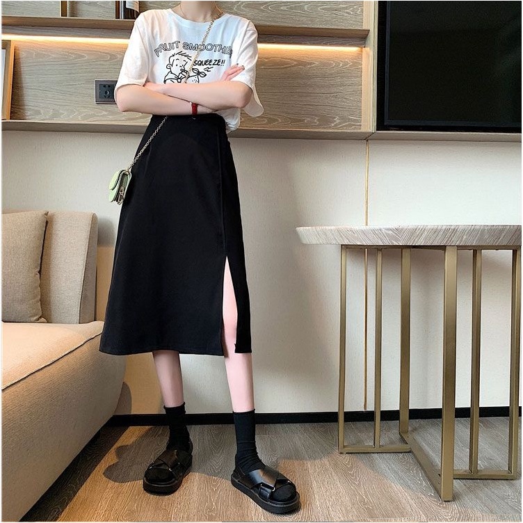 Chân váy nữ, chân váy xẻ tà nữ màu đen kéo khoá sau SKUCV-01 | BigBuy360 - bigbuy360.vn