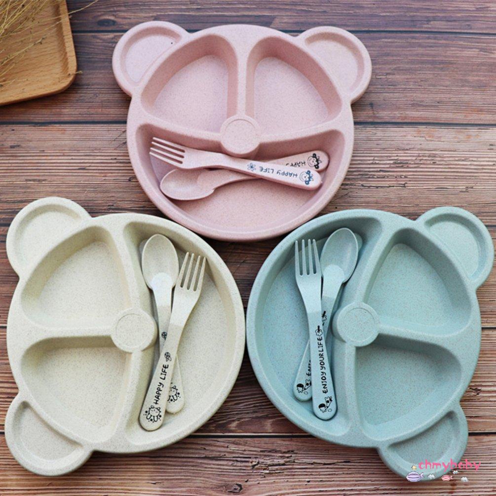 【OMB】 Fractal Bear Kids Plate Set Easily Attract Kids' Attention For Children