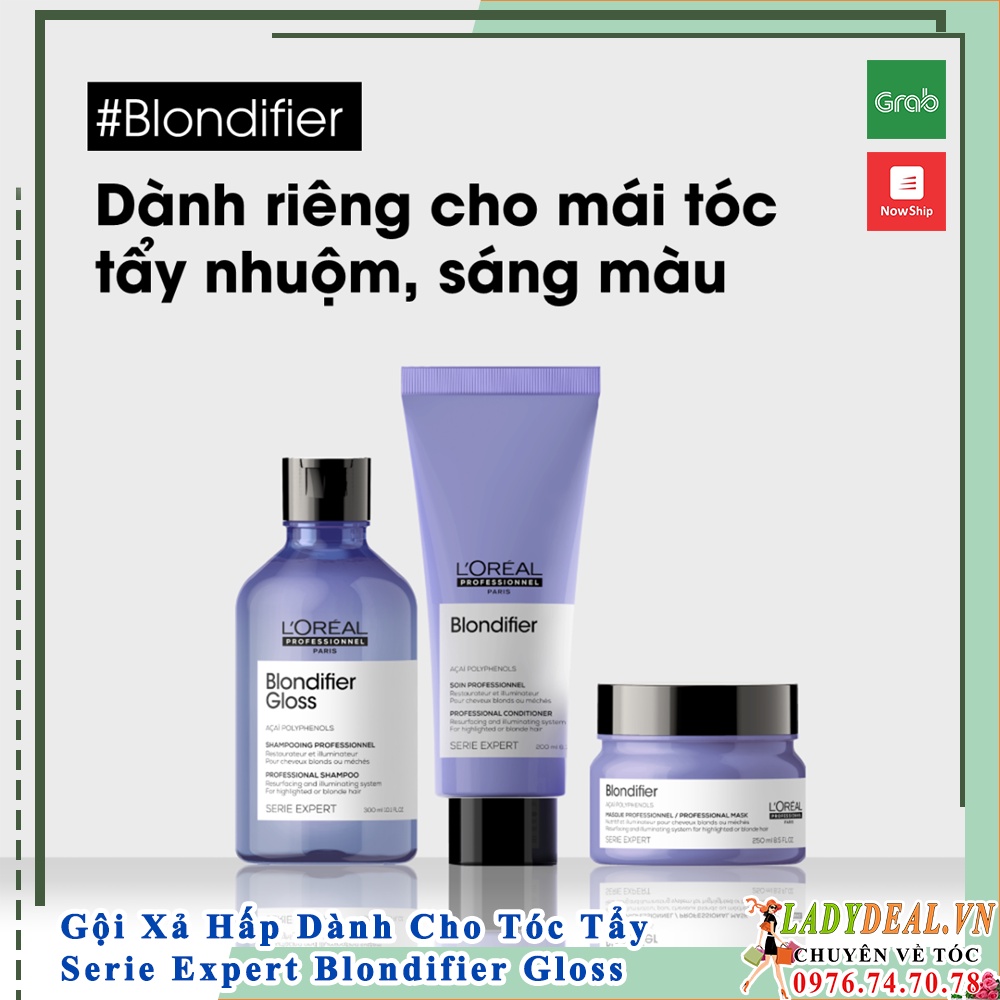 Dầu Gội L'oreal Blondifier Gloss Tăng Độ Bóng Mượt Cho Tóc Tẩy/ Sáng Màu - Chính Hãng