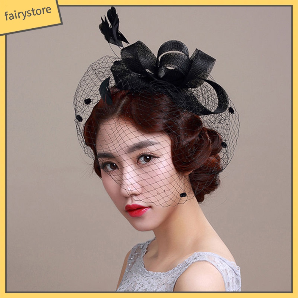 Kẹp tóc kết hợp mạng che mặt cô dâu phong cách retro