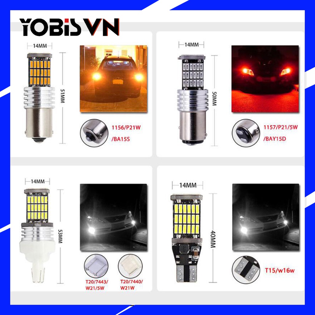 Đèn Led YOBIS T15 12-24V LED 4014 Đèn lùi, Đèn Phanh Cho Xe Tải, Xe Hơi