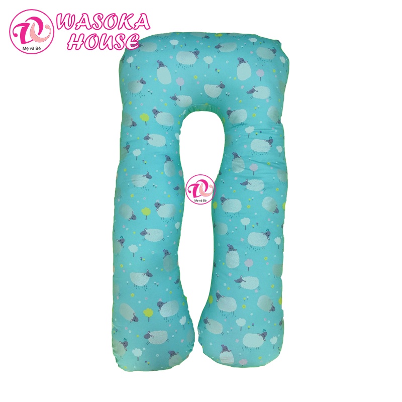 Gối ôm mẹ bầu hình chữ U, vải cotton satin Hàn Quốc đẹp, cao cấp giúp nâng đỡ bụng giảm đau lưng, đau hông