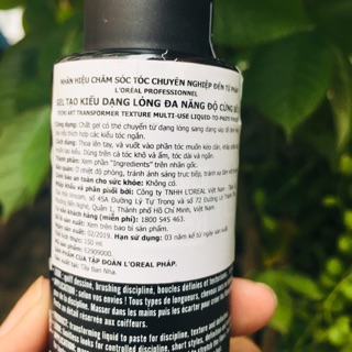 Lotion Tạo Kiểu Tóc L'oreal Transformer Texture Liquid 150ml