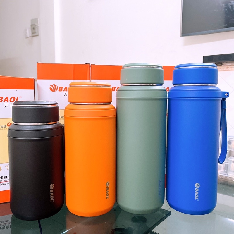 (-10k nhập mã CQ87I)BÌNH GIỮ NHIỆT BAOL uwL33 INOX 304 CAO CẤP DÁNG THỂ THAO GIỮ NHIỆT 12H VỎ PHUN NHÁM MÀU CÁ TÍNH