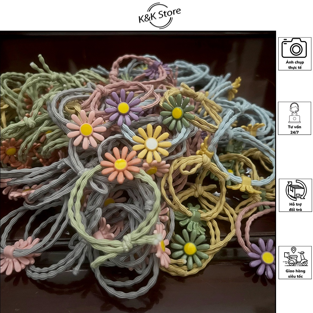 Dây buộc tóc họa tiết hoa cúc nhiều màu cực xinh K&K Store