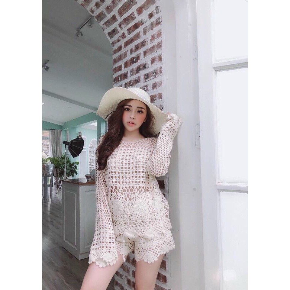Set áo ren hoa đi chơi đi du lịch đi biển
