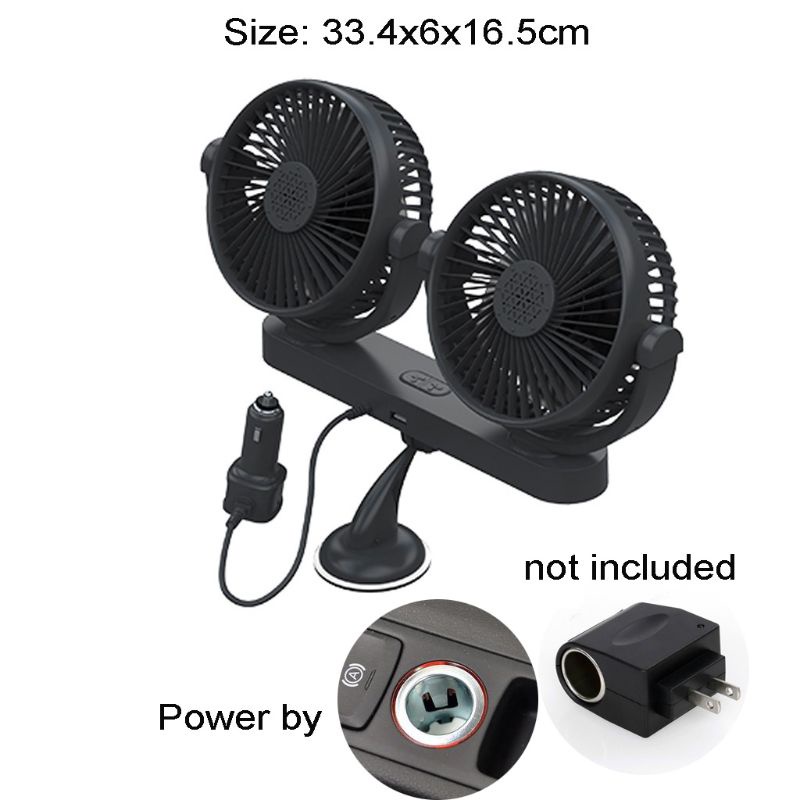 Quạt Xe Hơi EDB * 12 24Volt 360° Quạt Làm Mát Xoay Được Với 2 Cổng Sạc USB Và Phích Cắm Cho Xe Hơi