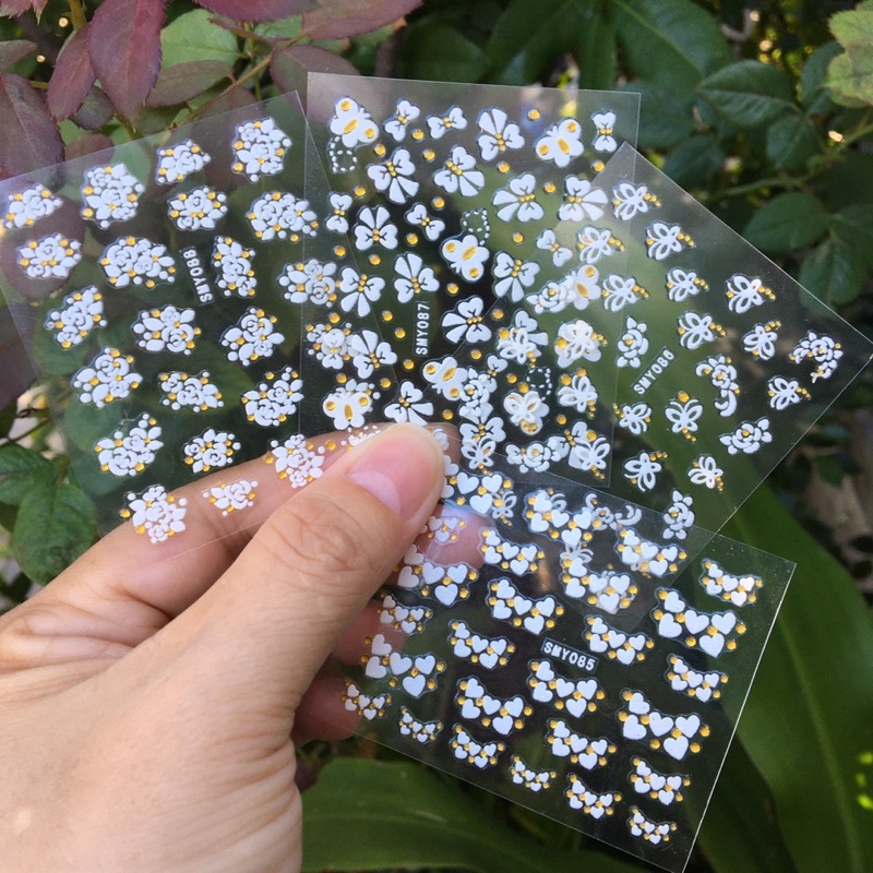 Sticker dán móng nail hoa cúc và hoa hồng 3d