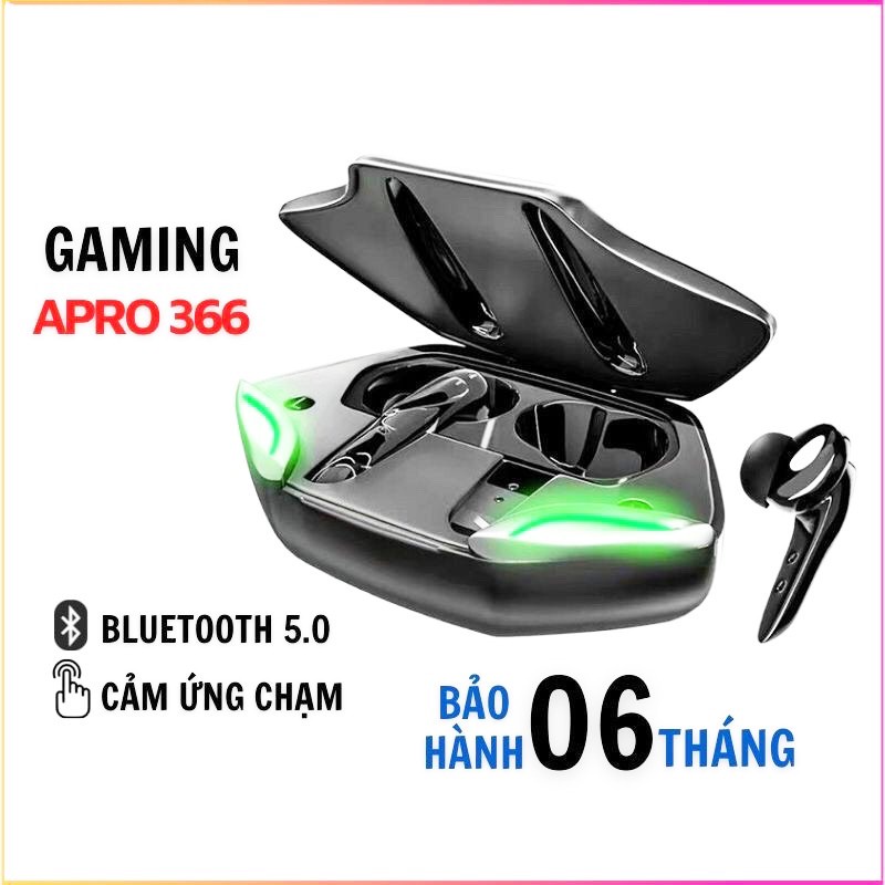 Tai Nghe Không Dây Bluetooth Gaming Apro366 5.0 TWS, Bass Mạnh Mẽ, Độ Trễ Cực Thấp Khi Chơi Game