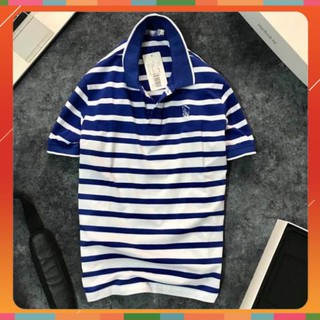 Áo Thun Nam ✅FREESHIP – HÀNG CHẤT✅ Cổ Bẻ Tay Ngắn Kẻ Sọc In Logo, Thun 100% Cotton 4 Chiều Cao Cấp - T4M