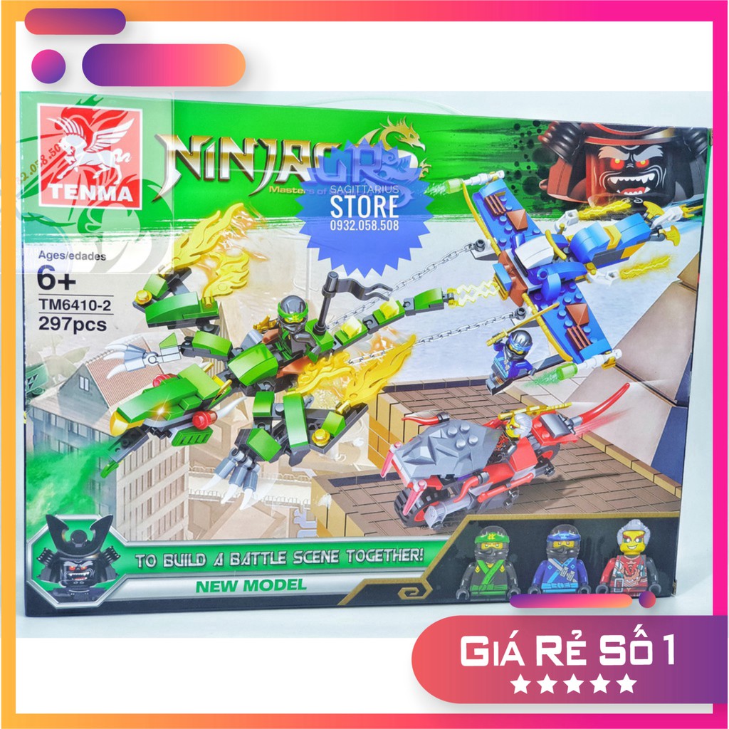 Lego NinjaGo TENMA 6410-2 Lắp Ráp Rồng Xanh Lá Của LLOYD ( 297 Mảnh - Xanh Lá ) [Hot]