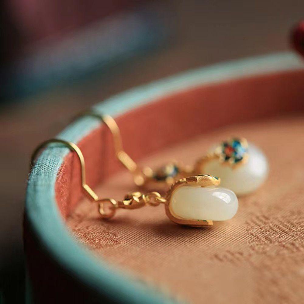 Bông Tai Hình Giọt Nước Họa Tiết Hoa Sen Kiểu Cổ Điển Phong Cách Trung Hoa 2Life