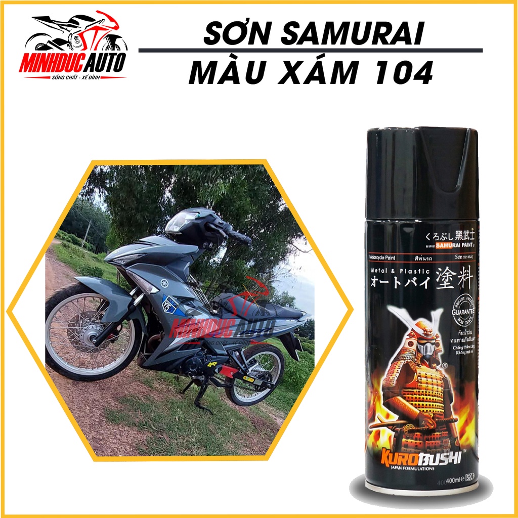 Sơn Samurai màu xám 104 chai sơn xịt cao cấp dành cho sơn xe máy
