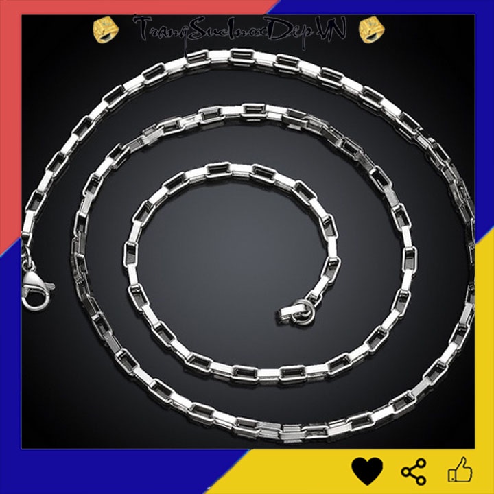 Dây chuyền chữ nhật đơn 2mm sáng đẹp, không đen đem lại phong độ đẳng cấp cho người đeo