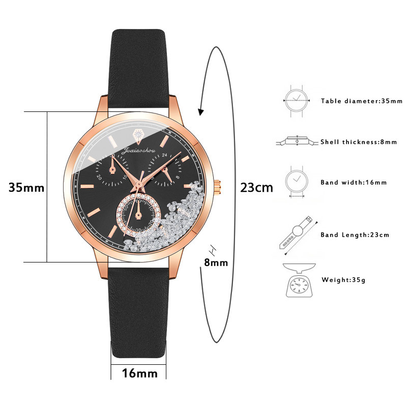 Đồng hồ dây da mặt tròn đính đá sang trọng thời trang cho nữ | BigBuy360 - bigbuy360.vn