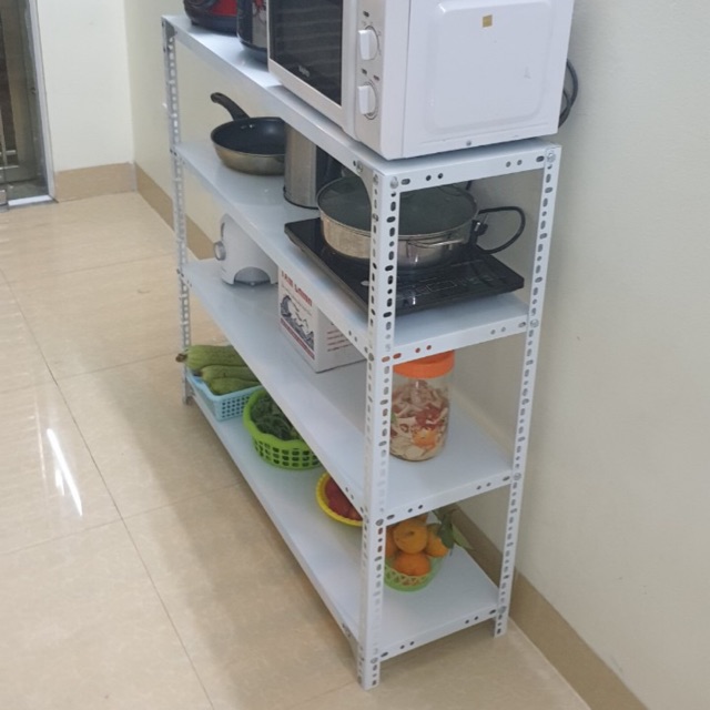 Kệ sắt v lỗ 4 tầng dài 1m rộng 0,3m cao 1,5m màu TRẮNG