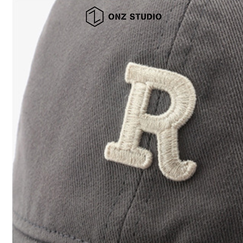 Nón kết ONZ Studio trơn họa tiết chữ R - Mũ lưỡi trai nam nữ chất cotton nhiều màu style Hàn Quốc cực chất MLT06