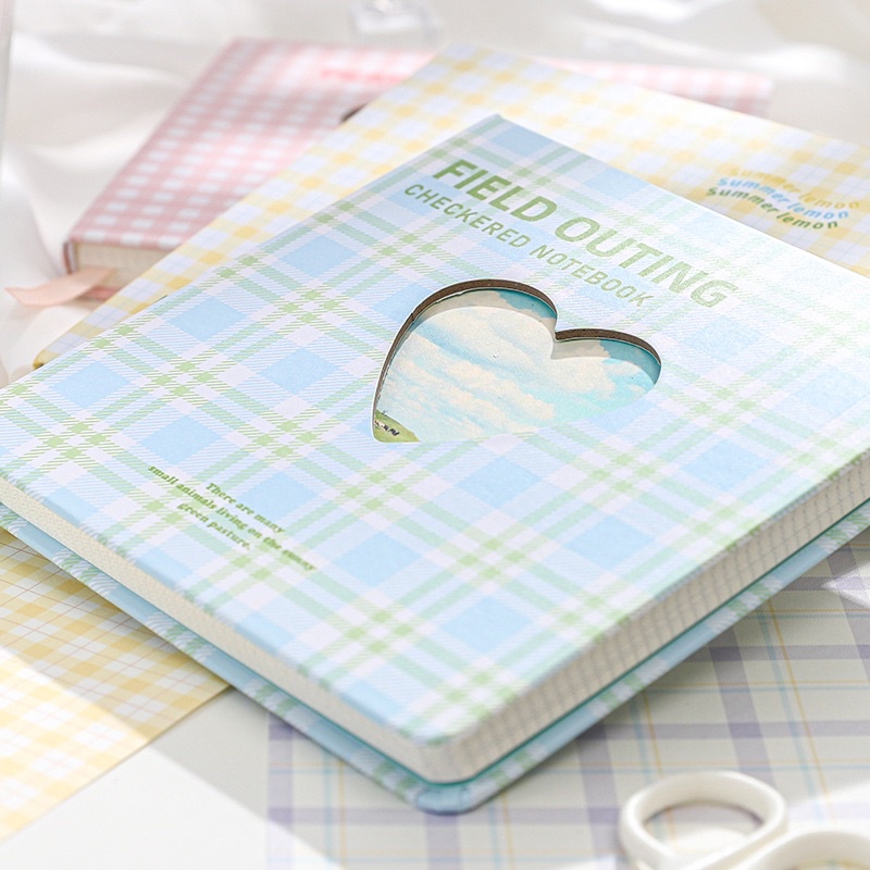 Sổ Tay Vuông Sổ Tay Bullet Journal Ruột Caro Bìa Cứng Cutout Hình Trái Tim Xinh Xắn Mẫu Mới 2022