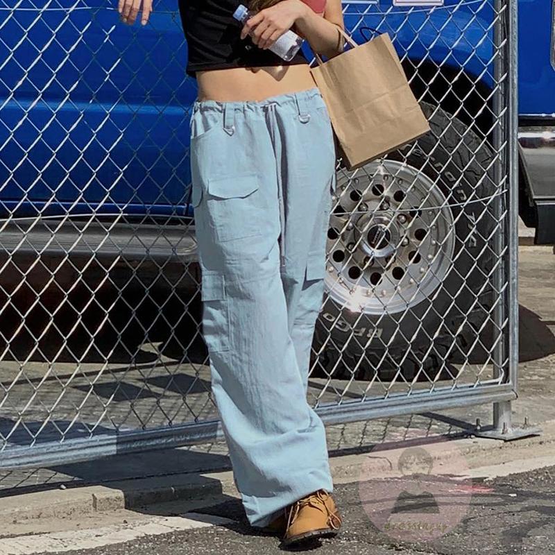 Quần Dài Lưng Thấp Dáng Rộng Màu Sắc Cá Tính Cho Nữ