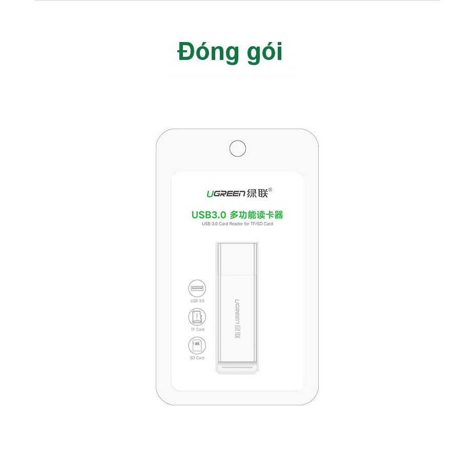 Đầu đọc thẻ SD TF chân cắm USB 3.0 UGREEN CM104 Truyền tải dữ liệu nhanh chóng | Thiết kế nhỏ gọn BH 18 Tháng 1 Đổi 1