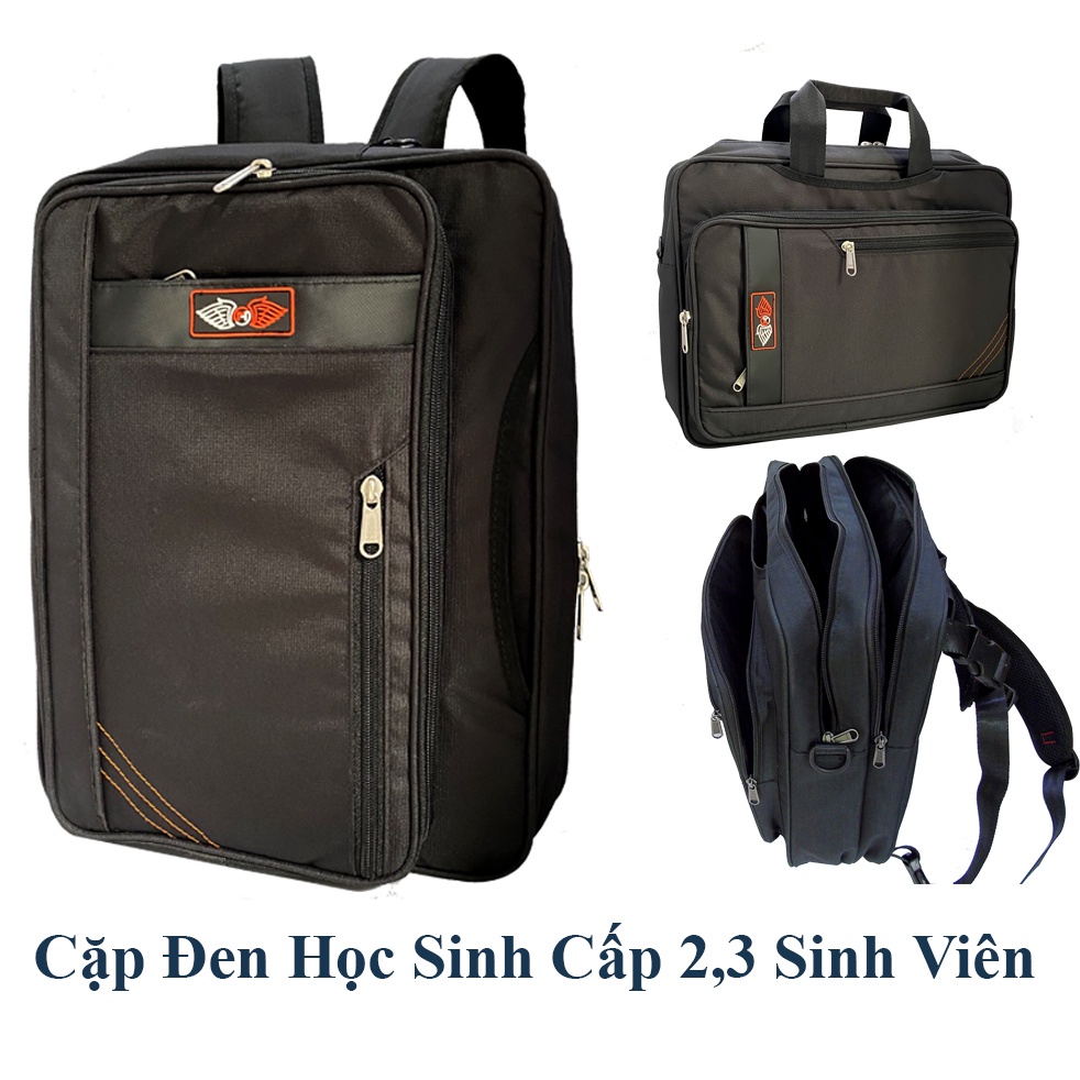 Cặp Đen Học Sinh Cấp 2,3 Dành Cho Sinh Viên, Nhân Viên Văn Phòng Vừa Laptop 15.6inch