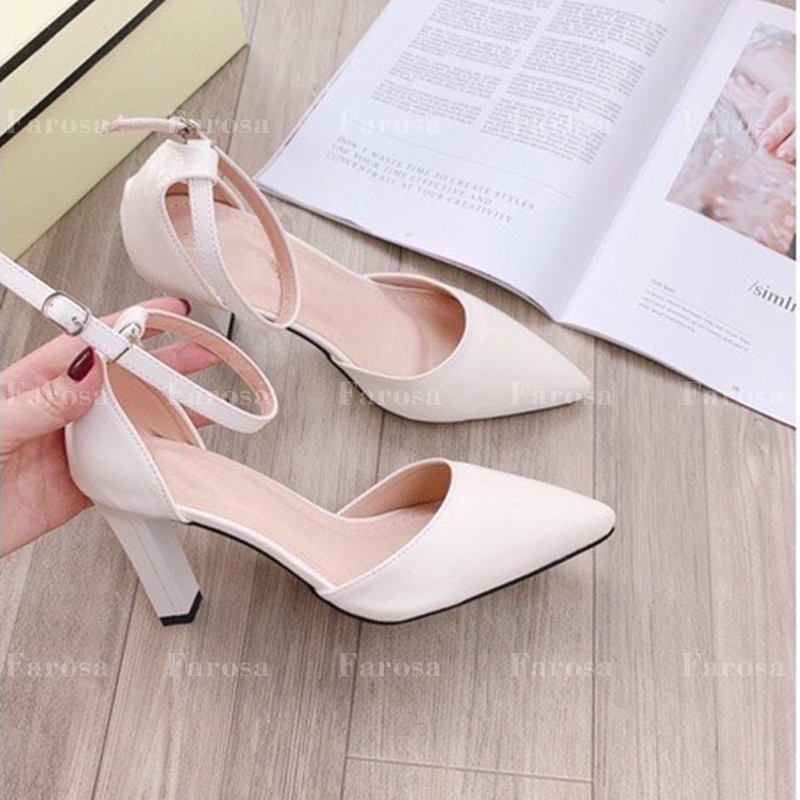 Dép sandal nữ cao gót 9cm bít gót FAROSA mũi nhọn lên chân cực xinh - C22