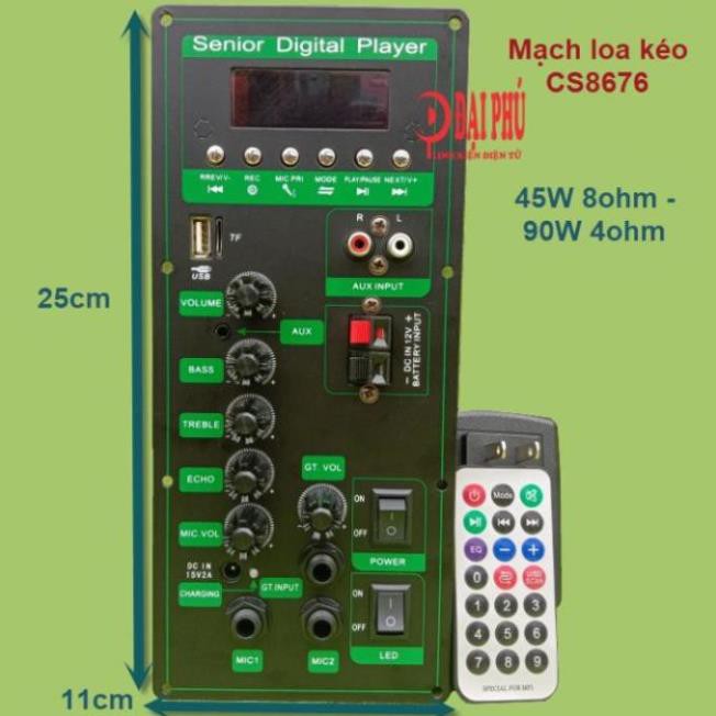 Combo mạch loa kéo CS8676 loa 3 tấc đơn treble đôi