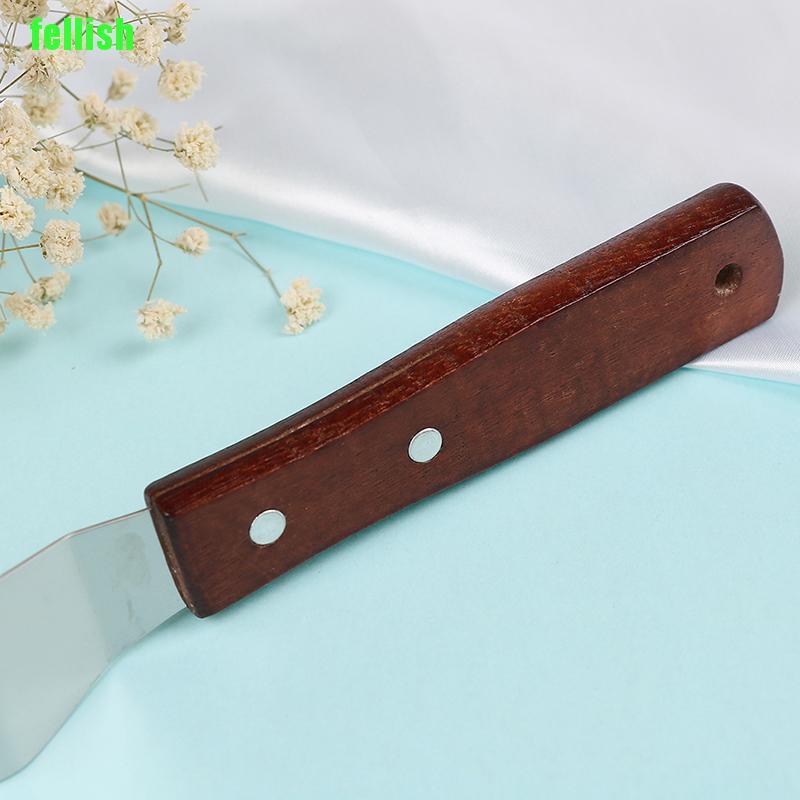 [FEL] Wooden Handle Stainless Steel Butter Cream Cake Spatula Smoother Icing Spreader Do