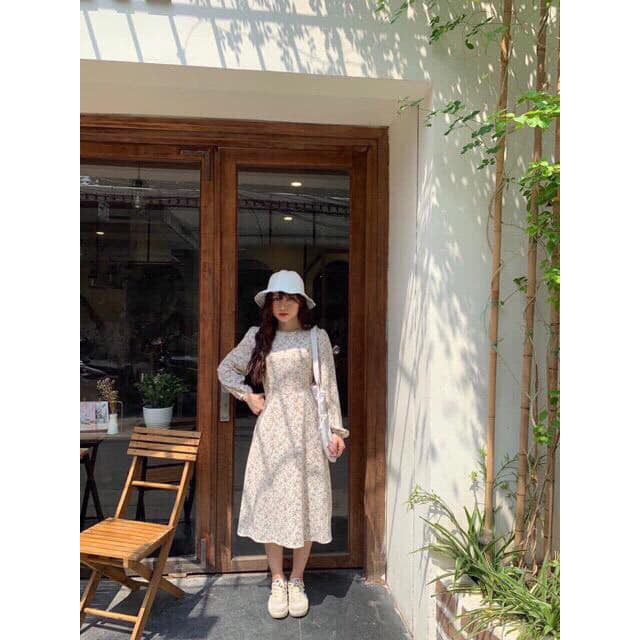 Váy nữ đầm hoa nhí xinh đẹp dáng dài suông xòe nhẹ vintage bánh bèo 2 lớp 501 | BigBuy360 - bigbuy360.vn