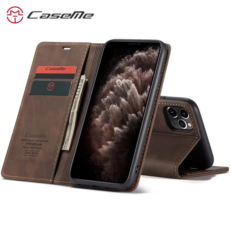 Caseme Magnetic Flip Card Wallet Leather Case For iPhone 11 Pro X XR XS Max 7 8 6 6s Plus Anti-knock Phone Holder Protection Cover