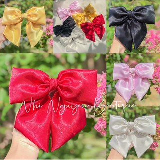 Kẹp tóc nơ tiểu thư Satin bản to cao cấp 🎀 Phụ kiện tóc xinh (ảnh thật chính chủ)