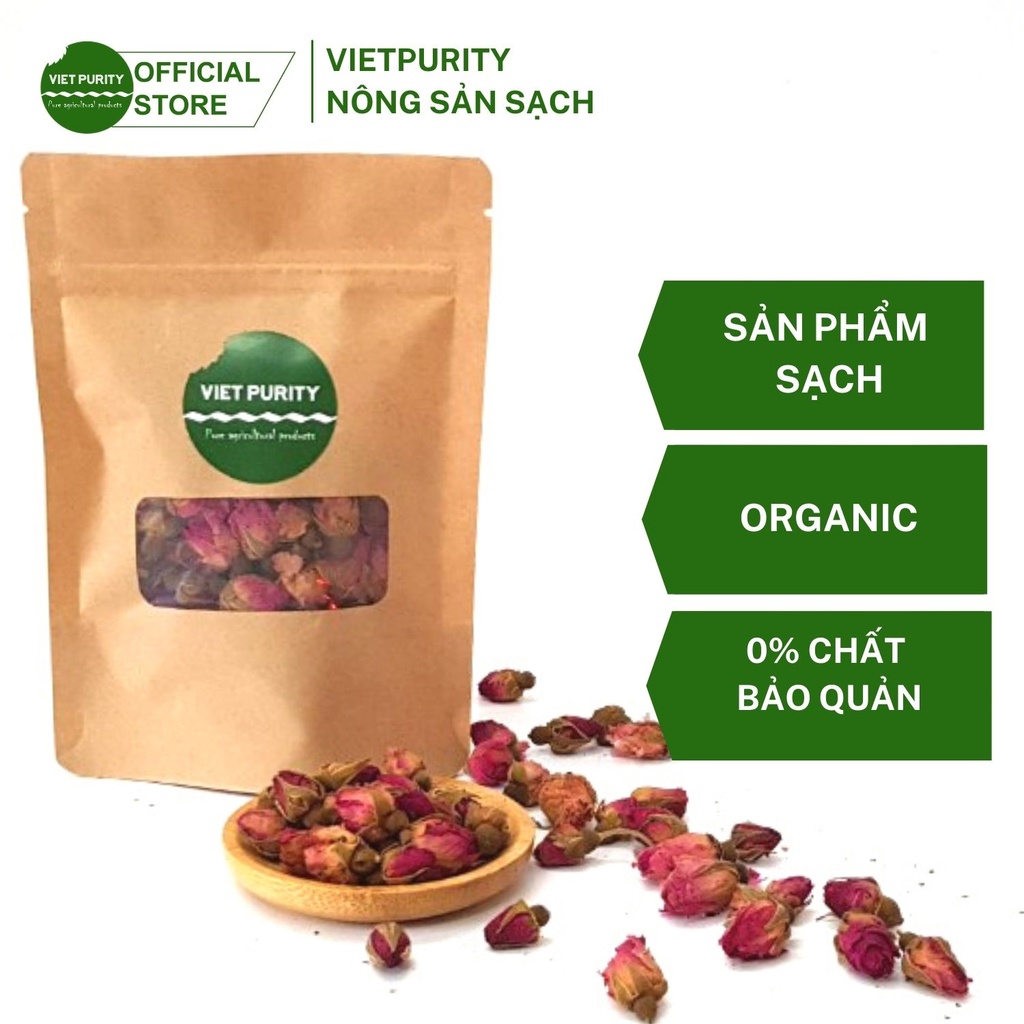 Trà hoa hồng Đà Lạt Vietpurity sấy khô 50g detox thải độc, chống lão hóa
