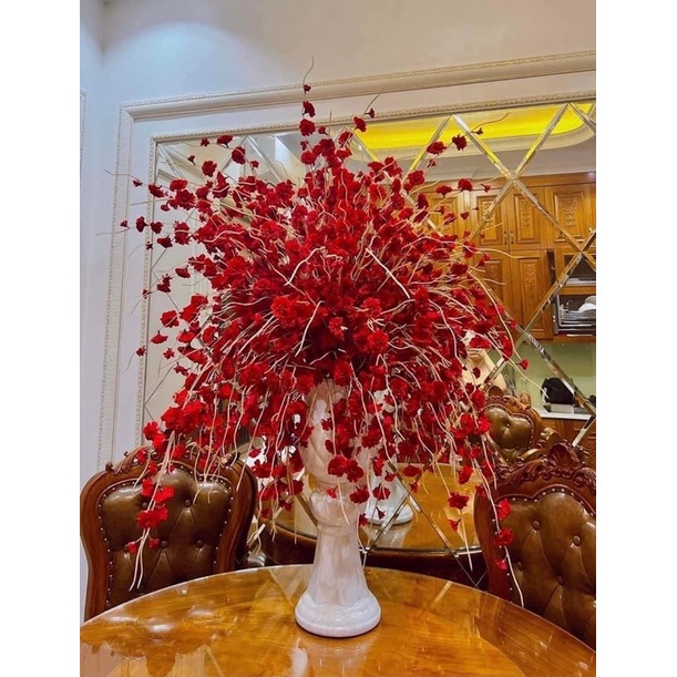 Cành đào râu cao cấp bông to đẹp, dài 1m trang trí lọ hoa, cổng cưới