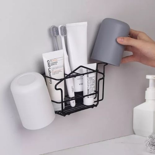 Giá treo bàn chải nhà tắm, kệ đựng bàn chải và đồ nhà tắm (sẵn trắng)