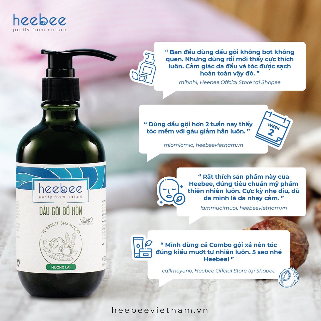 Dầu Xả Thảo Mộc Thiên Nhiên Heebee Giảm Tình Trạng Xơ Rối Và Phục Hồi Tóc Hư Tổn 300ml & 500ml