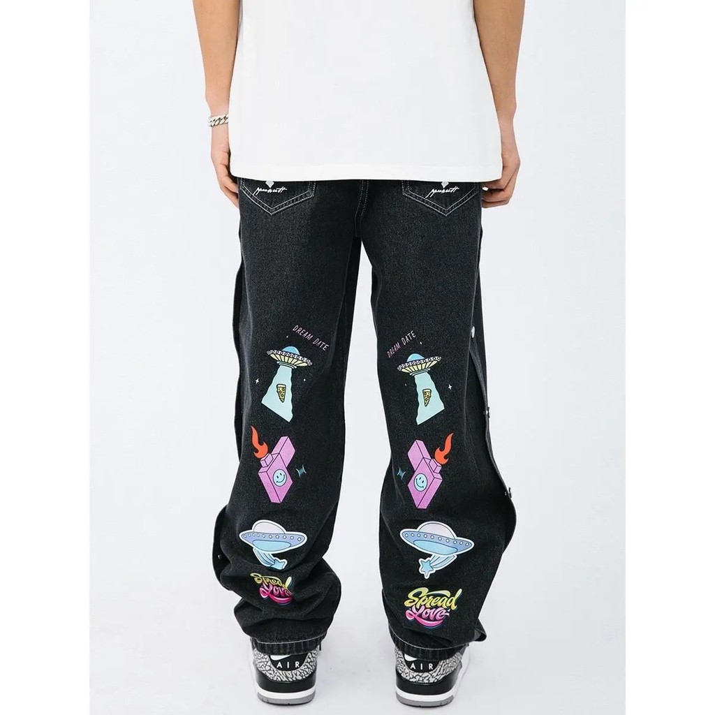 Quần Jeans Nam Ống Rộng Phong Cách Hip Hop Thời Trang Cá Tính