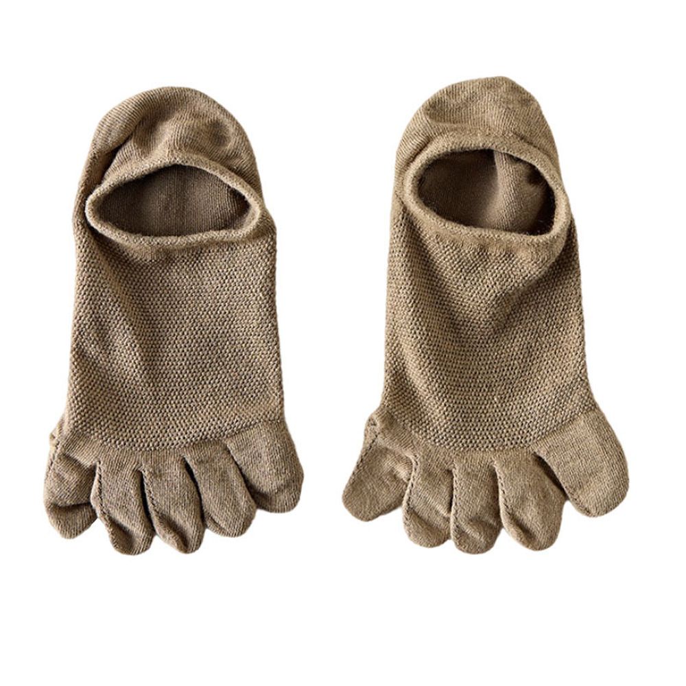 Vớ ngắn xỏ 5 ngón bằng cotton mềm mại màu trơn giữ ấm chân thoáng thoải mái dành cho cả nam và nữ