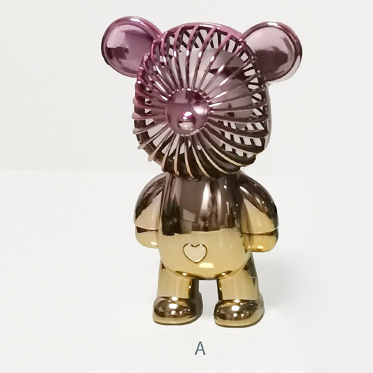 Quạt Mini Hình Gấu Bearbrick FreeShip Tích Điện Dài Lâu Kèm Dây Sạc USB