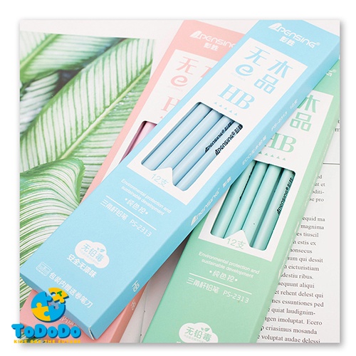 Bút chì gỗ, ngòi bút 2b có tẩy và gọt chì 12 bút dùng vẽ tranh viết chữ cho học sinh.