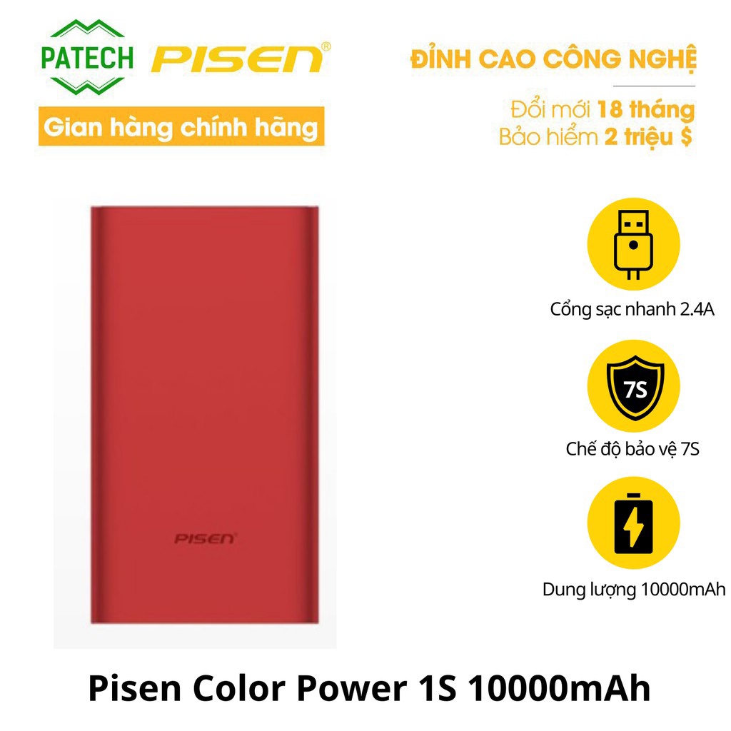 Sạc dự phòng Pisen Color Power 1S 10000mAh - HÀNG CHÍNH HÃNG