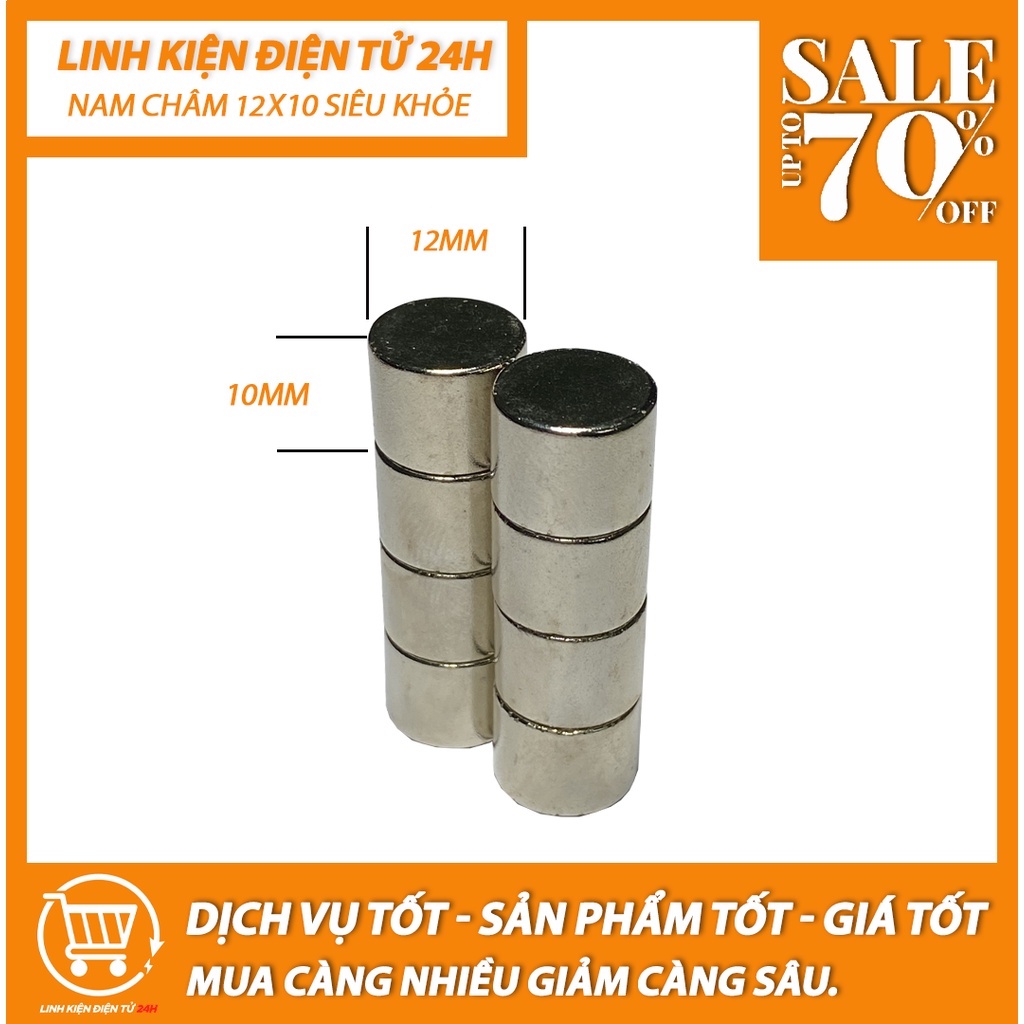 Nam châm 10x10mm, 12x10mm siêu khỏe