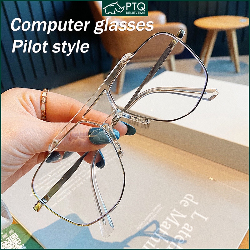 Mắt Kính Gọng Lớn Tròng Lục Giác Chống Ánh Sáng Xanh Thời Trang Mới 2020 Cho Nam