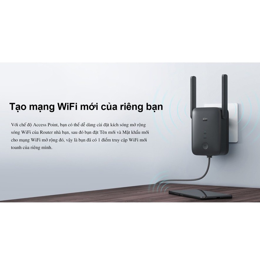 Kích sóng wifi XIAOMI AC1200 Băng Tần 5GHz và 2.5GHz , Bộ kích sóng wifi XIAOMI có cổng Lan - Bản Quốc Tế Chính Hãng