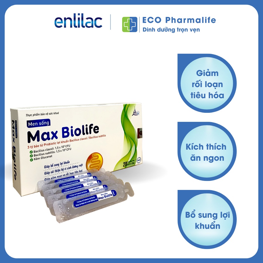 Max Biolife Fobe -Hộp 20 ống men sống - Bổ sung lợi khuẩn, cho trẻ em, người lớn, bà bầu bị táo bón, tiêu chảy, đầy hơi