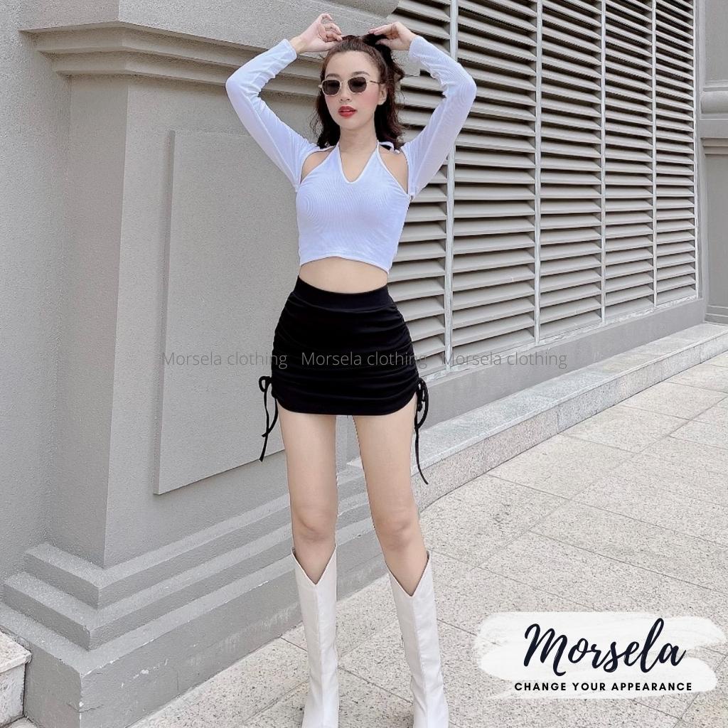Áo croptop nữ tay dài cổ yếm - Áo crop top kiểu yếm - Morsela - CTTD02